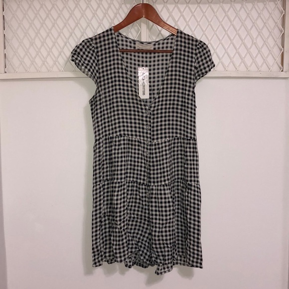 Urban Outfitters Pants - URBAN OUTFITTERS Plaid Button Down Romper